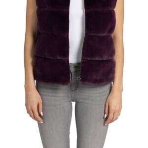 NEW LOVE TOKEN vince faux fur vest in wine